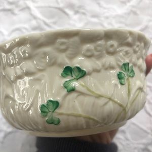 Belleek China Daisy BonBon Dish - Shamrock Porcelain Candy Bowl